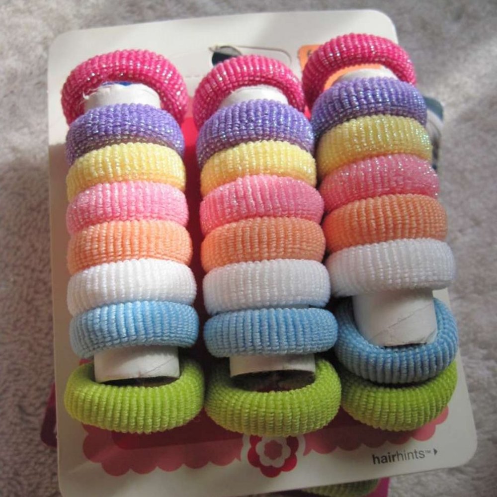 24 Goody Girls Gentle Fit Terry Fabric Hair Band Elastic Ponytail Holders Colors